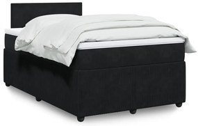 vidaXL Κρεβάτι Boxspring με Στρώμα Μαύρο 120 x 200 εκ. Βελούδινο