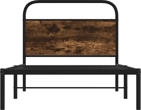 vidaXL Πλαίσιο Κρεβ. Χωρ. Στρώμα Καπνιστή Δρυς 90 x 190 εκ. Επεξ. Ξύλο