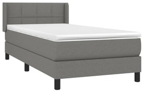 Κρεβάτι Boxspring με Στρώμα Σκούρο Γκρι 90x200 εκ. Υφασμάτινο - Γκρι