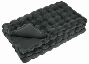 vidaXL Ψεύτικη κουβέρτα από κουνέλι Olite 4 pcs Σκούρο Γκρι