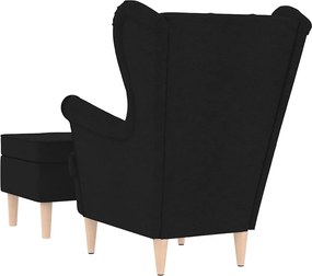 vidaXL Μπερζέρα Μαύρη Υφασμάτινη με Υποπόδιο