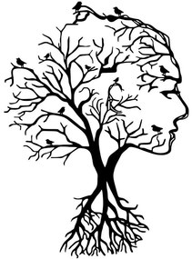 Διακοσμητικό Τοίχου Acacia Tree 899SKL2332 52x70cm Black Wallity Metal
