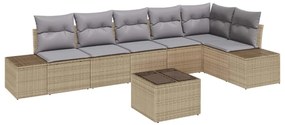 vidaXL Σετ Καναπέ Κήπου με μαξιλάρι 7 pcs Μπεζ, Ανοιχτό Γκρι