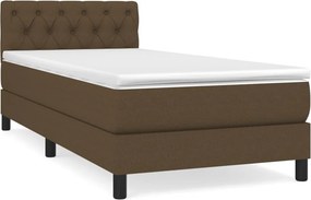 vidaXL Κρεβάτι Boxspring με Στρώμα Σκούρο Καφέ 80x200 εκ. Υφασμάτινο