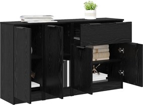 vidaXL Πλαϊνό γραφείο με συρτάρι 3 pcs Μαύρη δρυς Επεξεργασμένο ξύλο