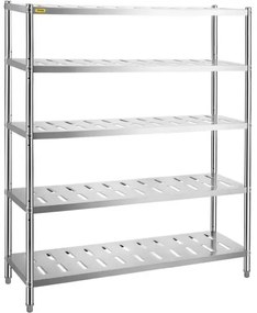 VEVOR Storage Shelf, 5-Tier Storage Shelving Unit, Stainless Steel Garage Shelf, 59.1 x 17.7 x 70.9 inch Heavy Duty Storage Shelving, 661 Lbs Total Capacity with Adjustable Height and Vent Holes