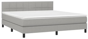 vidaXL Κρεβάτι Boxspring με Στρώμα & LED Αν.Γκρι 180x200 εκ Υφασμάτινο