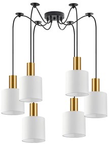 SE21-GM-4-BL6-SH1 ADEPT TUBE Gold Matt Pendant White Fabric Shade+