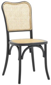 Καρέκλα Zozele φυσικό rattan pe-μαύρο toon wood 45x51x88εκ 45x51x88 εκ.