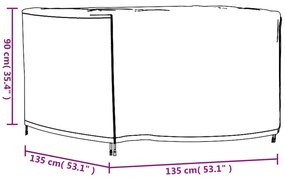 Κάλυμμα Επίπλων Κήπου Αδιάβροχο Μαύρο 135x135x90 εκ. 420D - Μαύρο