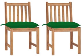 vidaXL Καρέκλες Κήπου 2 τεμ. από Μασίφ Ξύλο Teak με Μαξιλάρια