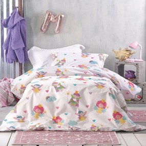 Σεντόνια Παιδικά Fairies (Σετ 3τμχ)  White-Pink Ρυθμός Single 160x260cm 100% Βαμβάκι