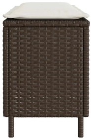 vidaXL Πάγκος κήπου με μαξιλάρι καφέ 110x30x40,5 cm Poly Rattan