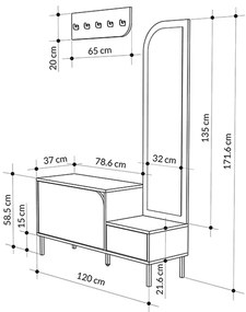 Έπιπλο εισόδου Mila Megapap με κρεμάστρα χρώμα sandstone120x37x171,6εκ.