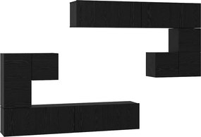 vidaXL Μονάδες TV Επιτοίχιο 4 pcs Μαύρη Οξυά Επεξεργασμένο ξύλο