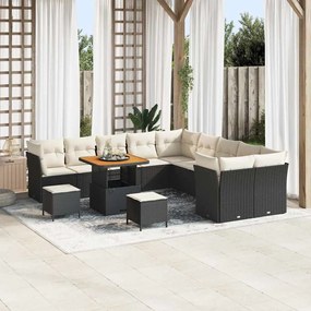 vidaXL Σετ Καναπέ Κήπου 13 pcs Μαύρο και κρεμ 80 x 80 x 71 cm