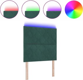 vidaXL LED κεφαλάρι Σκούρο Πράσινο 100 cm Τεχνητό Δέρμα