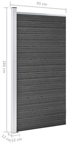 Πάνελ Περίφραξης Μαύρο 95 x 186 εκ. από WPC - Μαύρο