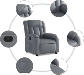 vidaXL Πολυθρόνα Ανακλινόμενη Γκρι από Συνθετικό Δέρμα