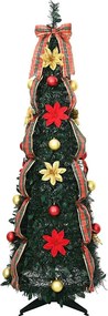 vidaXL Τεχνητό Χριστουγεννιάτικο Δέντρο με 100 LED Πράσινο 155 cm PVC