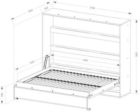 Κρεβάτι τοίχου Aether I -Fusiko-Mavro-160 x 200