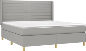 vidaXL Κρεβάτι Boxspring με Στρώμα &amp; LED Αν.Γκρι 180x200εκ. Υφασμάτινο