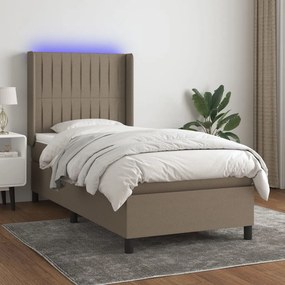 vidaXL Κρεβάτι Boxspring με Στρώμα &amp; LED Taupe 80x200 εκ. Υφασμάτινο