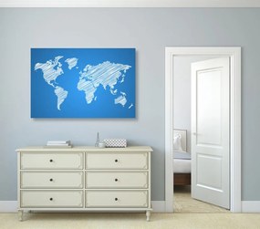 Εικόνα ενός παγκόσμιου χάρτη που εκκολάπτεται από φελλό σε μπλε φόντο - 90x60  flags