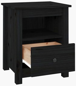 vidaXL Κομοδίνο Μαύρο 40x35x49 εκ. από Μασίφ Ξύλο Πεύκου