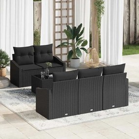 vidaXL Σετ Καναπέ με μαξιλάρι 6 pcs Μαύρο συνθετικό ρατάν