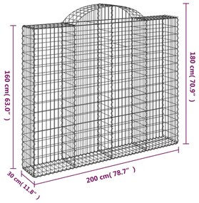 vidaXL Συρματοκιβώτια Τοξωτά 12 τεμ. 200x30x160/180 εκ. Γαλβαν. Ατσάλι