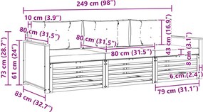 vidaXL Σειρά Καναπέ Εξωτερικού 3 pcs Φυσικό και Κρέμα Πολυεστέρας