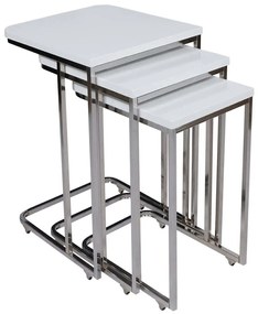 Ζιγκόν (Σετ 3Τμχ) 974NMB1237 41x46x48,8/36x44x53,8/31x42x59cm White-Silver