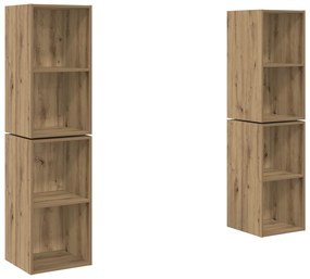 vidaXL Τηλεοπτική Κάβα Τοίχου 4 pcs Χειροποίητη δρυς 37 x 37 x 72 εκ