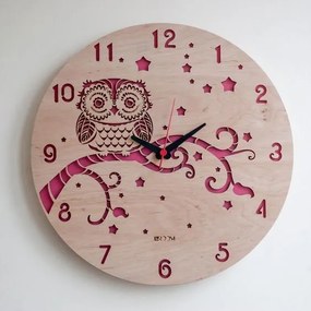 Intra απο ξύλο plywood 3mm-4mm πάχος - Μοντέρνο ρολόι τοίχου OWL Δίασταση 30x30 cm Intraeaxys-m1dxyl7k