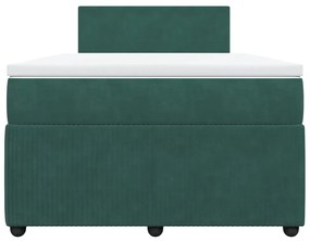 Κρεβάτι Boxspring με Στρώμα Σκούρο Πράσινο 120x190εκ. Βελούδινο - Πράσινο