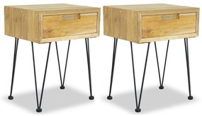 vidaXL Κομοδίνα 2 τεμ. 40 x 30 x 50 εκ. από Μασίφ Ξύλο Teak