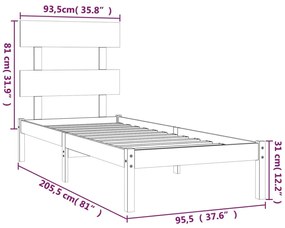 vidaXL Πλαίσιο Κρεβατιού 90 x 200 εκ. από Μασίφ Ξύλο