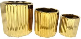 Κασπώ Oro (Σετ 3Τμχ) 032455 18x18x18/15x15x15/11,5x11,5x12cm Gold Κεραμικό