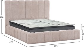 ΚΡΕΒΑΤΙ ΔΙΠΛΟ ΜΕ ΣΤΡΩΜΑ &amp; ΑΠΟΘ.ΧΩΡΟ REMO HM21167 ΜΠΕΖ ΜΠΟΥΚΛΕ--ΓΙΑ 160x200εκ