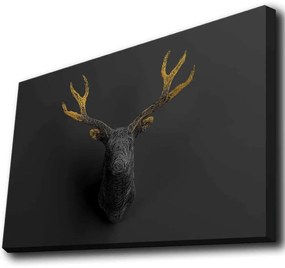 Πίνακας Καμβάς Με Φως Led 139LDG1125 70x45cm Black-Gold Wallity Οριζόντιοι Wood, Canvas