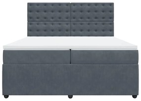 vidaXL Κρεβάτι Boxspring με Στρώμα Σκούρο Γκρι 200x200 εκ. Βελούδινο