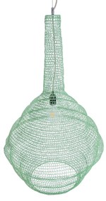 GloboStar® KENTUCKY 01885 Vintage Κρεμαστό Φωτιστικό Οροφής Μονόφωτο 1 x E27 AC220-240V IP20 - Φ60 x Υ90cm - Τιρκουάζ Μεταλλικό Πλέγμα - 5 Χρόνια Εγγύηση