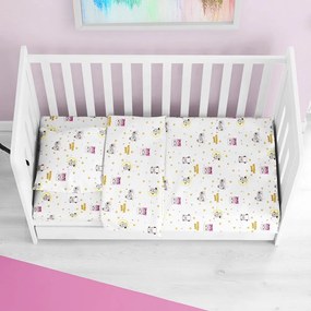 Σεντόνι Βρεφικό Sweet Dreams 553 White-Pink DimCol Λίκνου 80x110cm 100% Βαμβάκι