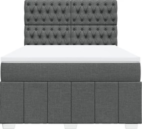 vidaXL Κρεβάτι Boxspring με Στρώμα Σκούρο Γκρι 140x200 εκ Υφασμάτινο