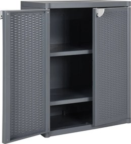 vidaXL Ντουλάπι Αποθήκευσης Κήπου Γκρι 65x45x88 εκ. από Ρατάν PP