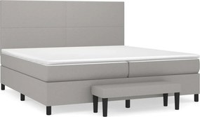 vidaXL Κρεβάτι Boxspring με Στρώμα Ανοιχτό Γκρι 200x200 εκ. Υφασμάτινο