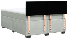 Κρεβάτι Boxspring με Στρώμα Ανοιχτό Γκρι 140x190 εκ. Βελούδινο - Γκρι