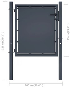 vidaXL Πόρτα Περίφραξης Κήπου Ανθρακί 100 x 75 εκ. Ατσάλινη