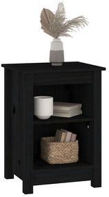 vidaXL Κομοδίνα 2 τεμ. Μαύρα 40x35x55 εκ. από Μασίφ Ξύλο Πεύκου
